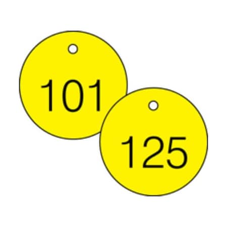 Accuform Engraved Numbered Tags, HS-Laminate, 2-3/4 in W, 25 PK TDG365YL